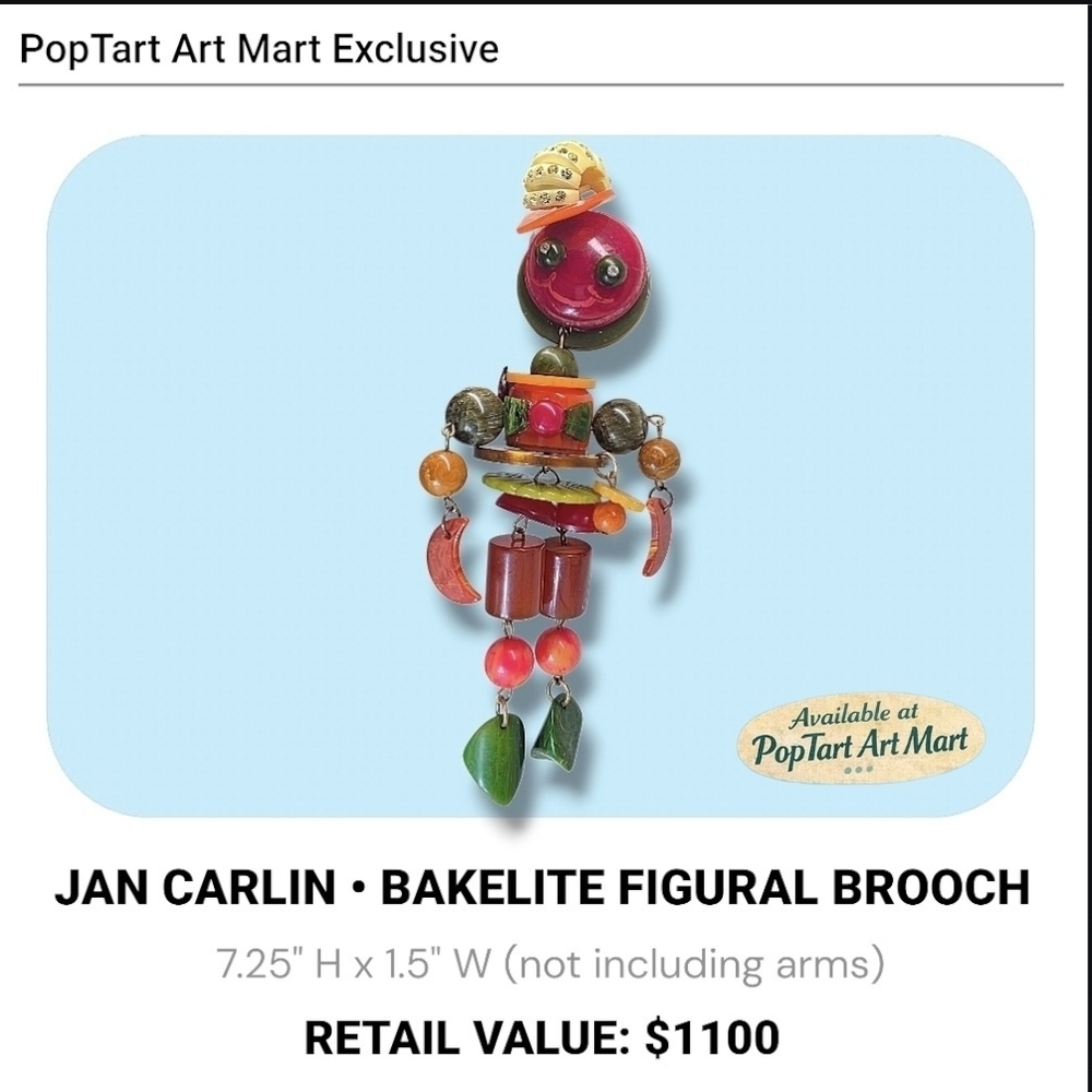 Jan Carlin Bakelite Figural Brooch